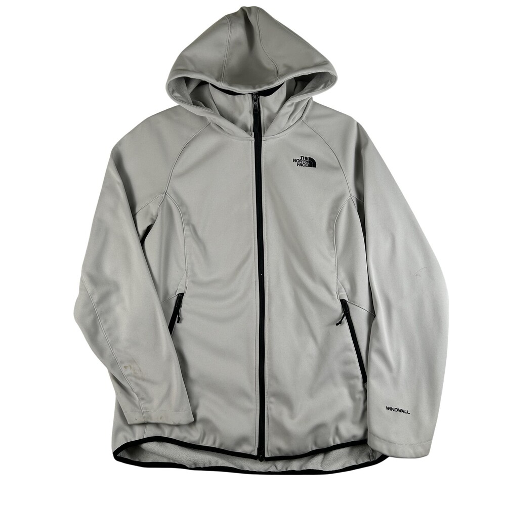 The North Face Jacket Womens Large Gray WindWall Hooded Softshell Zip Pockets